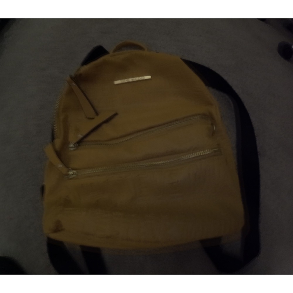 Steve Madden Mustard Yellow Faux Leather BackpackGold Hardware Two Front Pockets